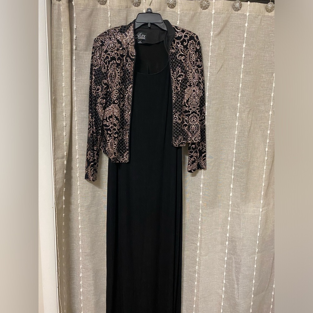 Alex evening gown black with gold jacket